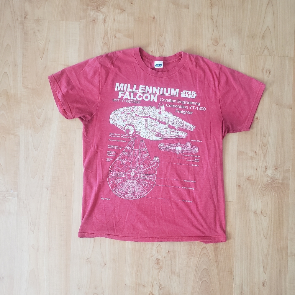 🚀 Star Wars Millenium Falcon Blueprint T Shirt